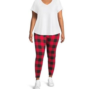 New No Boundaries Christmas Holiday Leggings Red and Black Buffalo Plaid Print